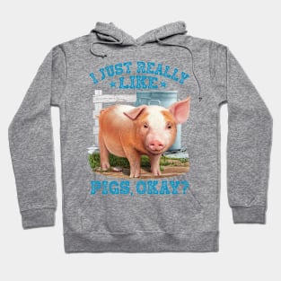 Cute Young Pig Farm Motive Hoodie